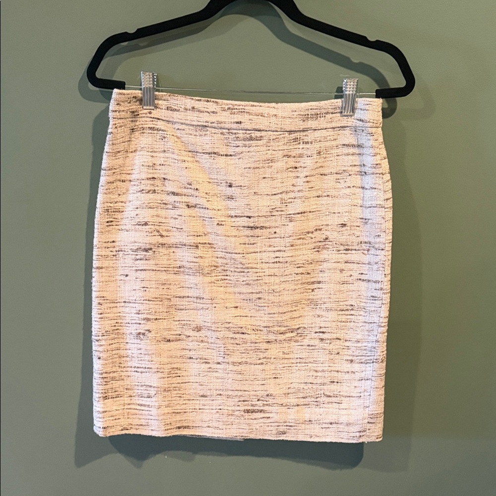 J. Crew 100% Raw Silk Textured Cream Pencil Skirt